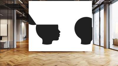 Kid head open mind vector isolated on white abckground. Wall mural