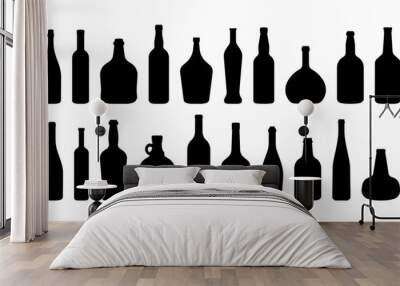 Wine bottle silhouette vector isolated on white background. Wall mural