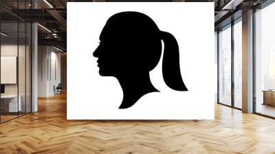 Woman face silhouette vector isolated on white background. Wall mural