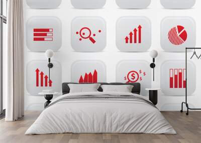 Business analysis buttons,Red version,vector Wall mural