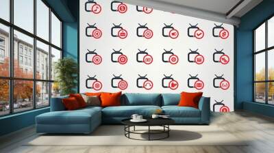 television,applicat ion icons,red version,vector Wall mural