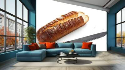 Sliced bread and bread knife. Wall mural