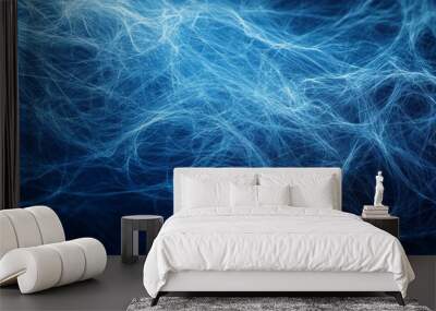 A blue background with swirling lines, representing the connections in a brain.  This image is perfect for projects about artificial intelligence, big data, and how our brains work. Wall mural