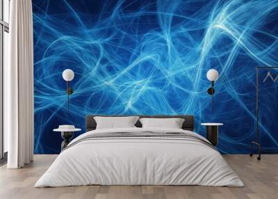 A blue background with swirling lines, representing the connections in a brain.  This image is perfect for projects about artificial intelligence, big data, and how our brains work. Wall mural