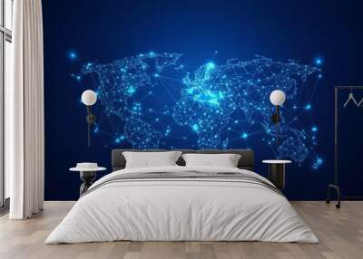 A website header or banner featuring a global network design. The background uses abstract connecting dots and lines, symbolizing global business, social networking, and internet technology. Wall mural