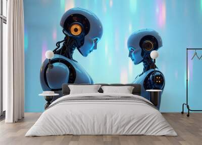 Two robot using smart phone Wall mural