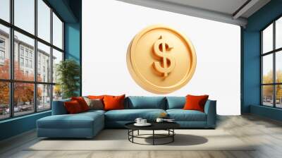 Gold coin dollar us currency money icon sign or symbol business and financial exchange 3D background illustration Wall mural