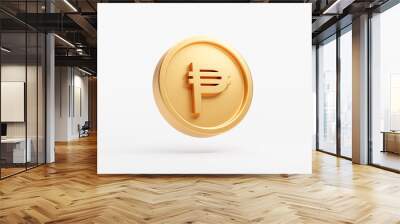 Gold coin Philippines Peso PHP currency money icon sign or symbol business and financial exchange 3D background illustration Wall mural