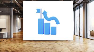 Growth graph with arrow business and finance concept web icon 3d illustration Wall mural