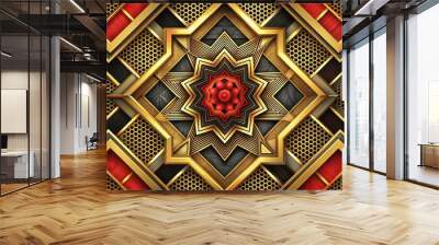 gold red black abstract geometric presentation Wall mural