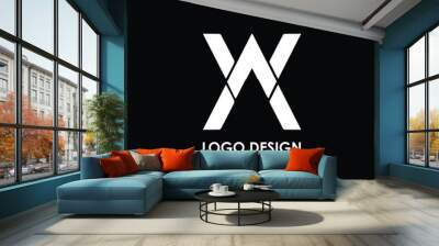 WA AW Logo Design, Creative Minimal Letter AW WA Monogram Wall mural