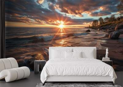 Beautiful Sunset Over Lake Superior Wall mural