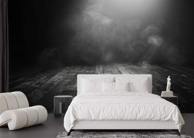 Empty dark background with smoke or fog on the floor Wall mural