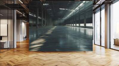 Interior of empty warehouse. Large modern empty storehouse Wall mural