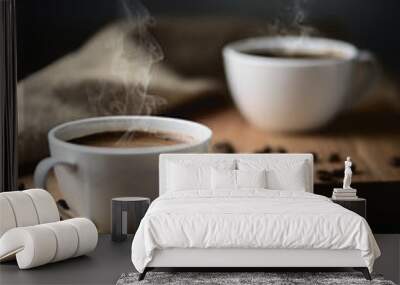 coffee cups and coffee beans Wall mural