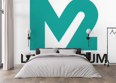 M2 Letter Logo Design Creative and Modern Logo Design Wall mural