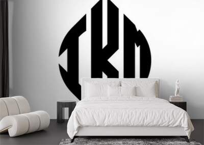 IKM circle letter logo design with circle and ellipse shape. IKM ellipse letters with typographic style. The three initials form a circle logo. IKM circle emblem abstract monogram letter mark vector. Wall mural