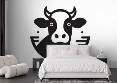 Cow logo vector. Animal farm. Cow icon vector illustration. Cow graphic silhouette black and white. Wall mural