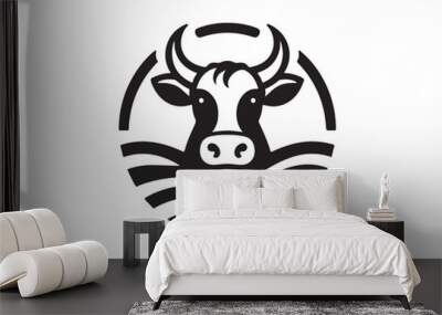 Cow logo vector. Animal farm. Cow icon vector illustration. Cow graphic silhouette black and white. Wall mural