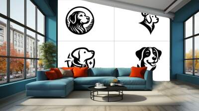 Set of Dog Head Logo Design Icon Symbol Vector Illustration. Wall mural