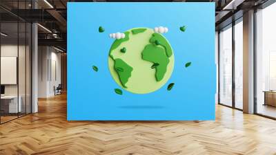 earth, green leaves and hearts.green eco product display banner template background.minimal scene fo Wall mural