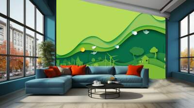 ecology and environment conservation creative idea concept design.green eco urban city and nature la Wall mural