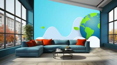 Paper art of green nature and world environment day concept background template. Wall mural