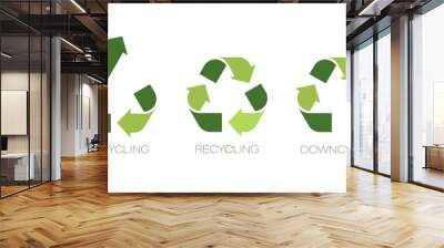 Recycling, upcycling, downcycling sign. Sustainable ecology and environment. Zero waste. Flat Vector illustration. Wall mural