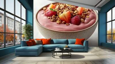 Delicious Strawberry Smoothie Bowl with Granola and Berries - Photo Wall mural