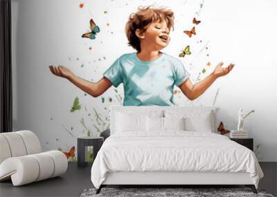 T-Shirt Design of A boy  Wall mural