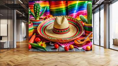 Colorful Cinco de Mayo symbol featuring vibrant decorations, traditional elements, and festive vibes Wall mural