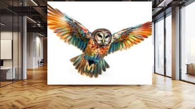 eagle owl isolated on white Wall mural