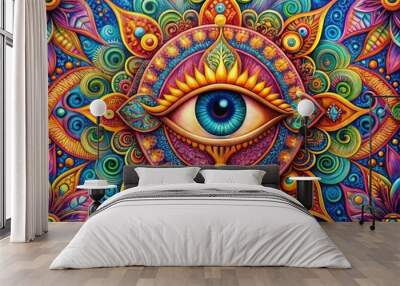 Intricate All Seeing Eye Wallpaper Design with Mystical Patterns and Deep Symbolism for Decoration Wall mural