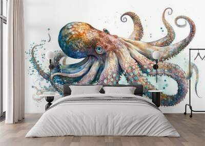 octopus on the white background Wall mural