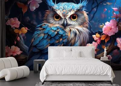 owl on a tree branch Wall mural