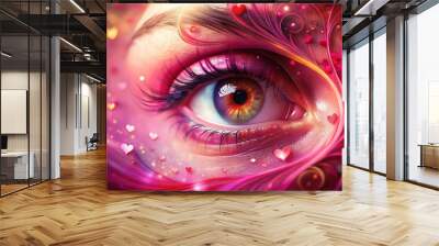 Valentine's Eye with Colorful Abstract Background for Romantic Themes and Celebrations Wall mural