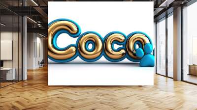 Colorful Coco Logo with Gold and Turquoise Design Wall mural