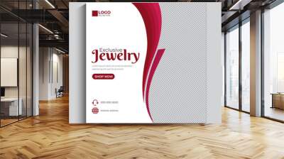 Jewelry social media post, web banner, or square flyer design template Wall mural