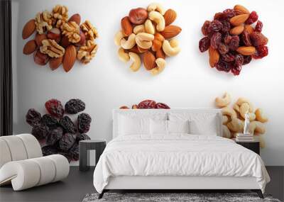 Cashew nut set isolated on white background. Wall mural