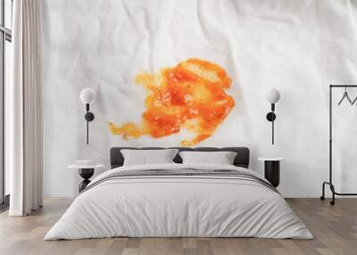 Dirty tomato sauce stain or ketchup on cloth to wash with washing powder, cleaning housework concept. Wall mural