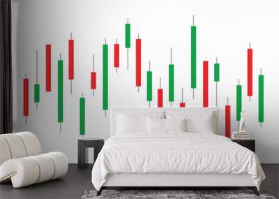 Stock market bar graph, candlestick chart, finance trade data, vector illustration. Wall mural