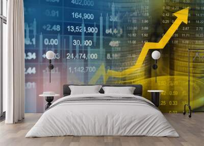 Stock market finance business, economy trend graph digital technology. Wall mural