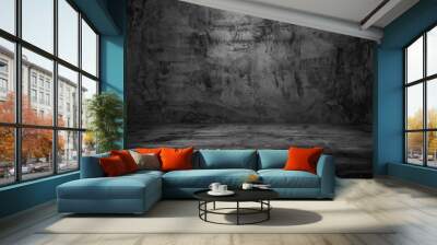 Dark concrete room with light background. Wall mural