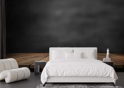 Wooden table with dark blurred background. Wall mural