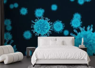 covid-19 coronavirus cell virus under microscope Wall mural