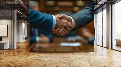 Two Businessmen Shaking Hands in a Conference Room Wall mural