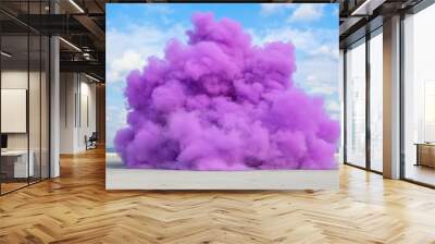 Vibrant purple smoke cloud against a blue sky Wall mural