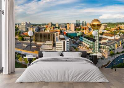 Aerial panorama of Knoxville, Tennessee skyline on a late sunny afternoon, viewed from above Worlds Fair Park. Knoxville is the county seat of Knox County in the U.S. state of Tennessee. Wall mural