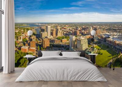 Aerial panorama of Providence skyline on a late afternoon. Providence is the capital city of the U.S. state of Rhode Island. Founded in 1636 is one of the oldest cities in USA. Wall mural