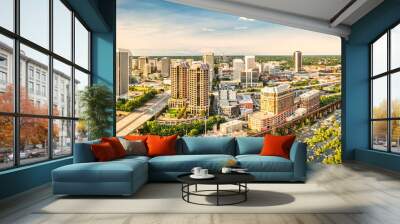 Aerial panorama of Richmond, Virginia, at sunset. Richmond is the capital city of the Commonwealth of Virginia. Manchester Bridge spans James River Wall mural